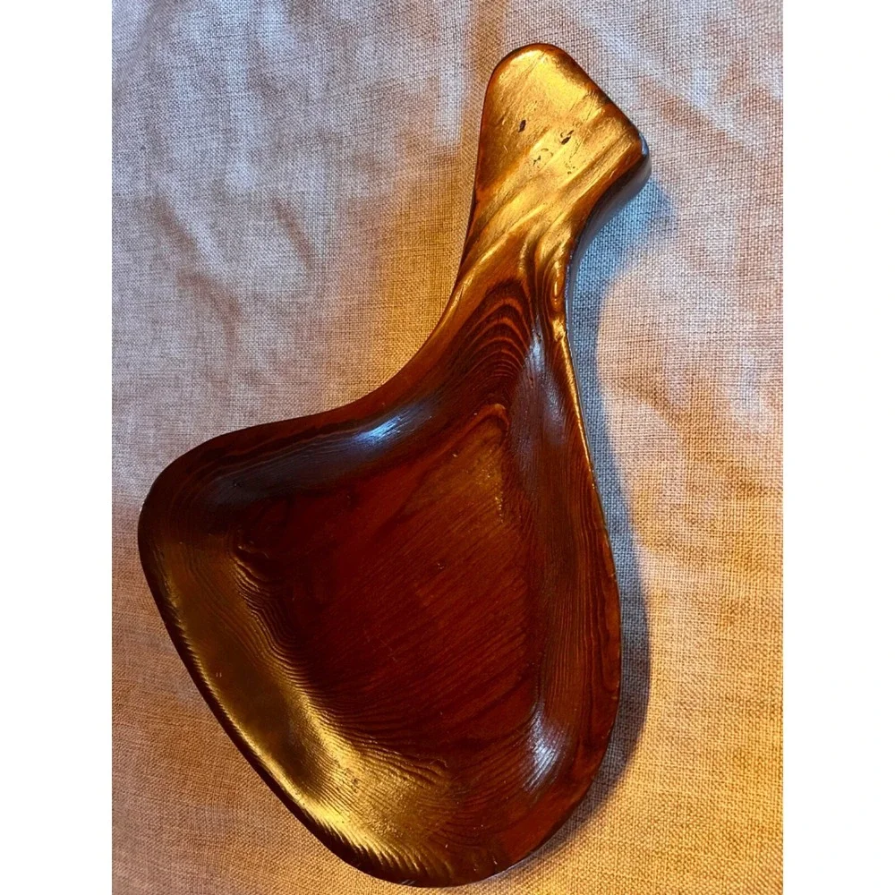 Vintage‎ Artisian Handcrafted Solid Wood Bowl or Handled Serving Tray 15